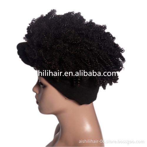 Aishili wholesale afro curly wig with headband attached wig grip headband wig for black women